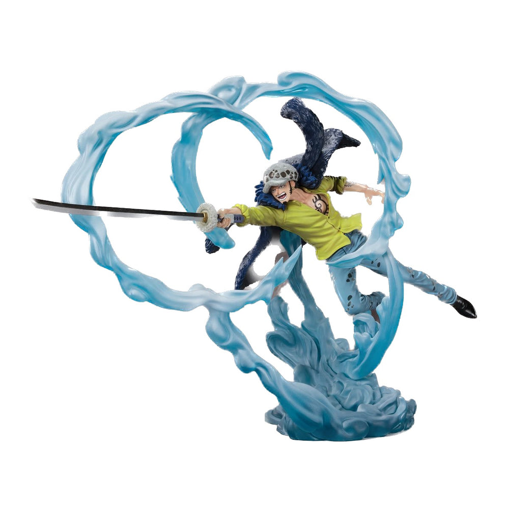 
                  
                    A 9.4 inches tall, highly detailed, non-articulated Trafalgar Law figure from One Piece, presented mid-attack in the Battle of Onigashima from the Wano Country Arc.
                  
                