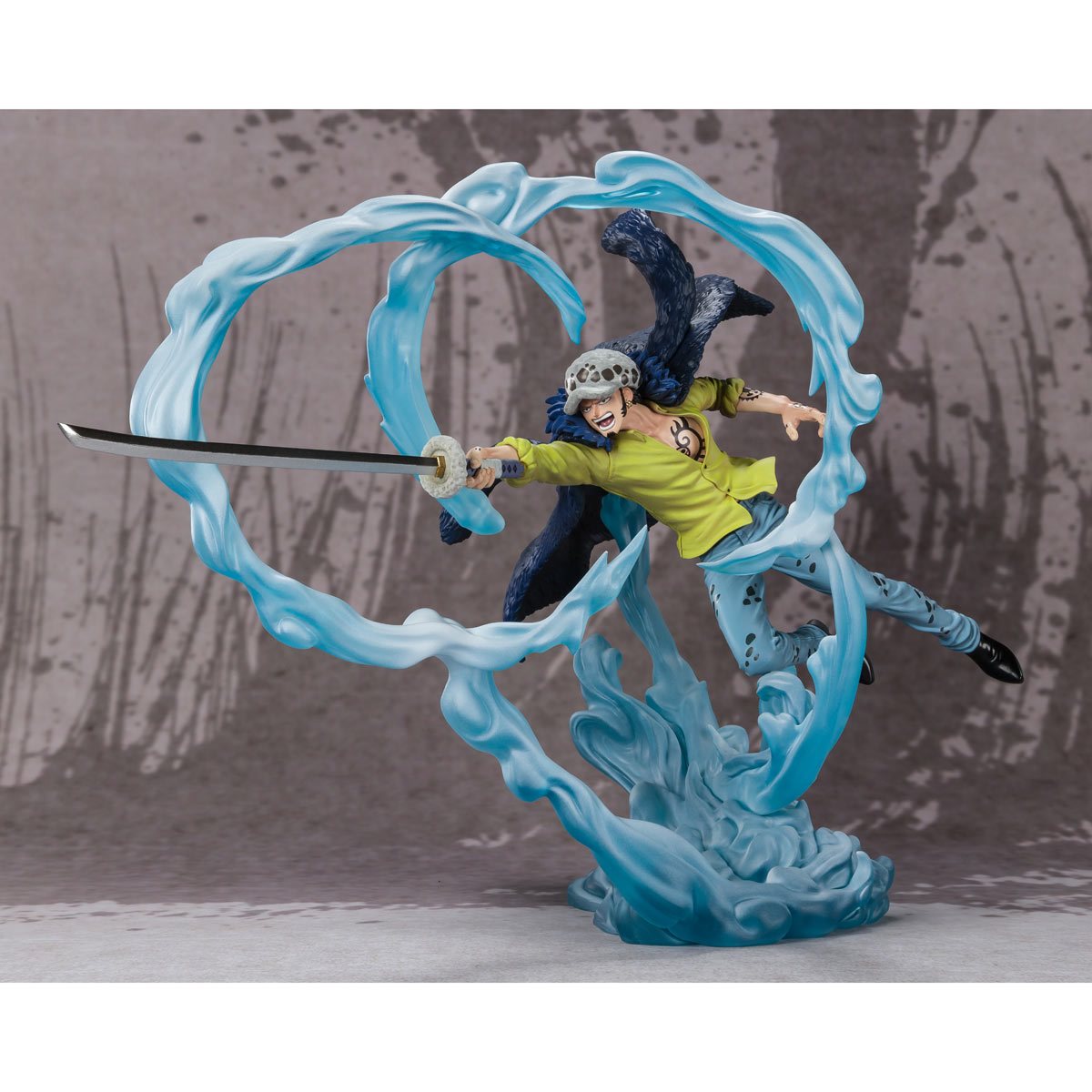 
                  
                    A 9.4 inches tall, highly detailed, non-articulated Trafalgar Law figure from One Piece, presented mid-attack in the Battle of Onigashima from the Wano Country Arc.
                  
                