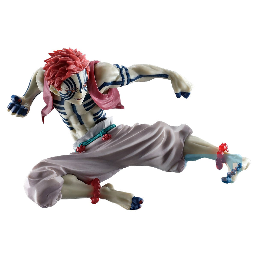 A highly detailed figure of Akaza from Demon Slayer: Kimetsu no Yaiba, crafted by Bandai Spirits Ichibansho. The figure stands at 3.7 inches tall and showcases Akaza in his notable pose.