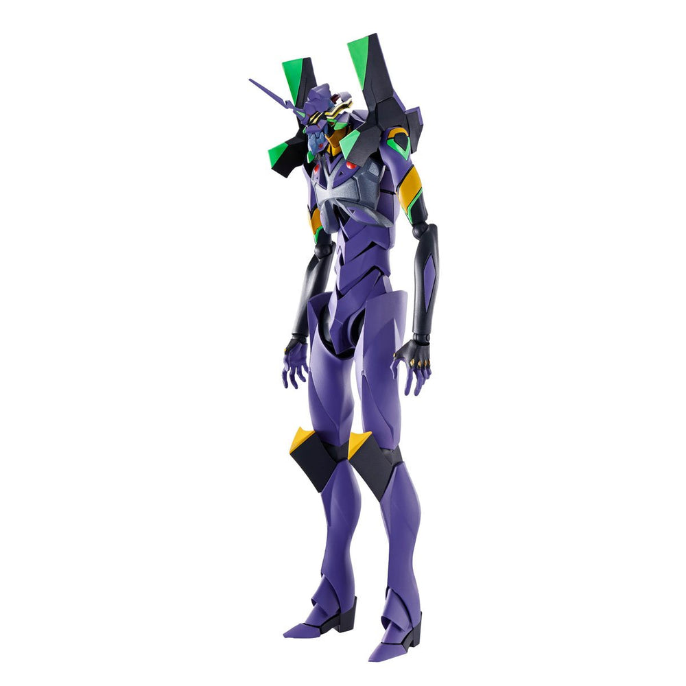 The highly detailed, fully articulated Robot Spirits EVA-13 (3.0+1.0) figure from "Rebuild of Evangelion", complete with multiple pairs of hands, optional arms, an additional chest, and the Spears of Longinus and Cassius.