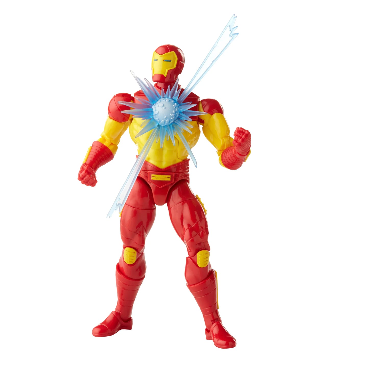 
                  
                    6-inch Marvel Legends Series Retro Iron Man action figure in Model 13 Armor, featuring alternate head accessories, a plasma cannon, and encased in retro-style cardback packaging.
                  
                