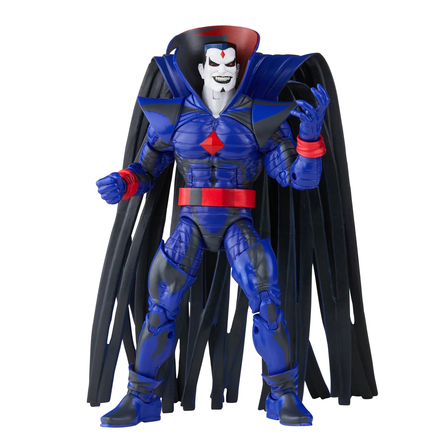 A 6-inch Marvel Legends Series X-Men Mr. Sinister action figure, featuring unique sculpting and cel-shaded deco, presented in a '90s video cassette-inspired packaging.