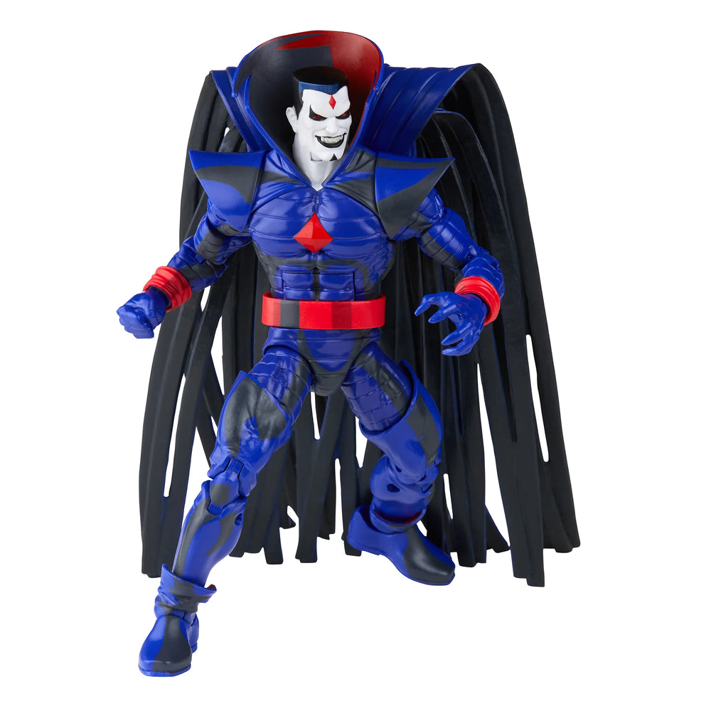 
                  
                    A 6-inch Marvel Legends Series X-Men Mr. Sinister action figure, featuring unique sculpting and cel-shaded deco, presented in a '90s video cassette-inspired packaging.
                  
                