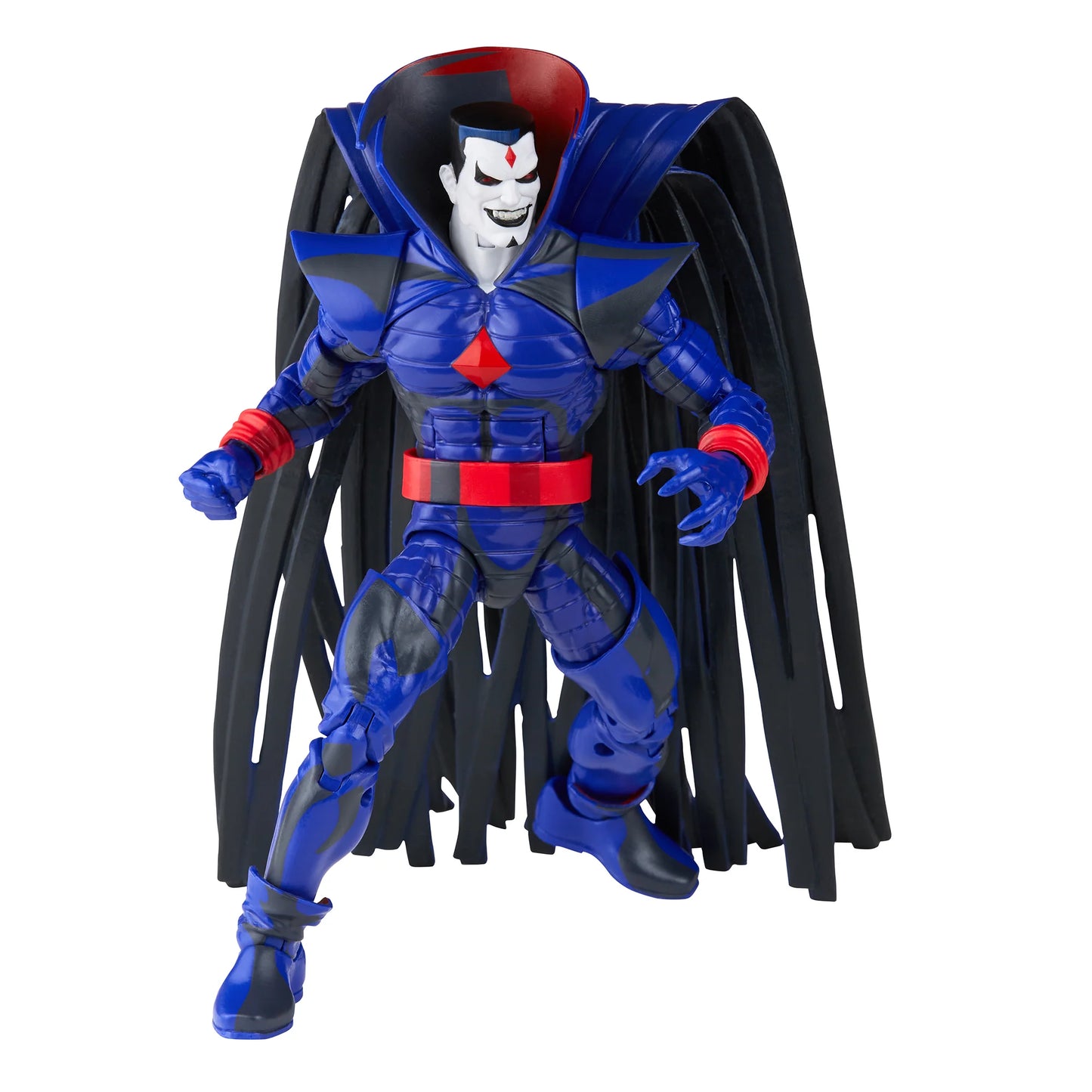 A 6-inch Marvel Legends Series X-Men Mr. Sinister action figure, featuring unique sculpting and cel-shaded deco, presented in a '90s video cassette-inspired packaging.