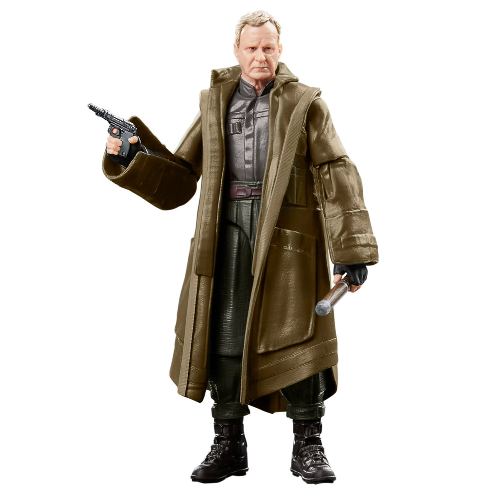 A 6-inch scale Luthen Rael action figure from Star Wars The Black Series, reflecting detailed craftsmanship, and multiple points of articulation, designed to replicate the character from Star Wars: Andor.