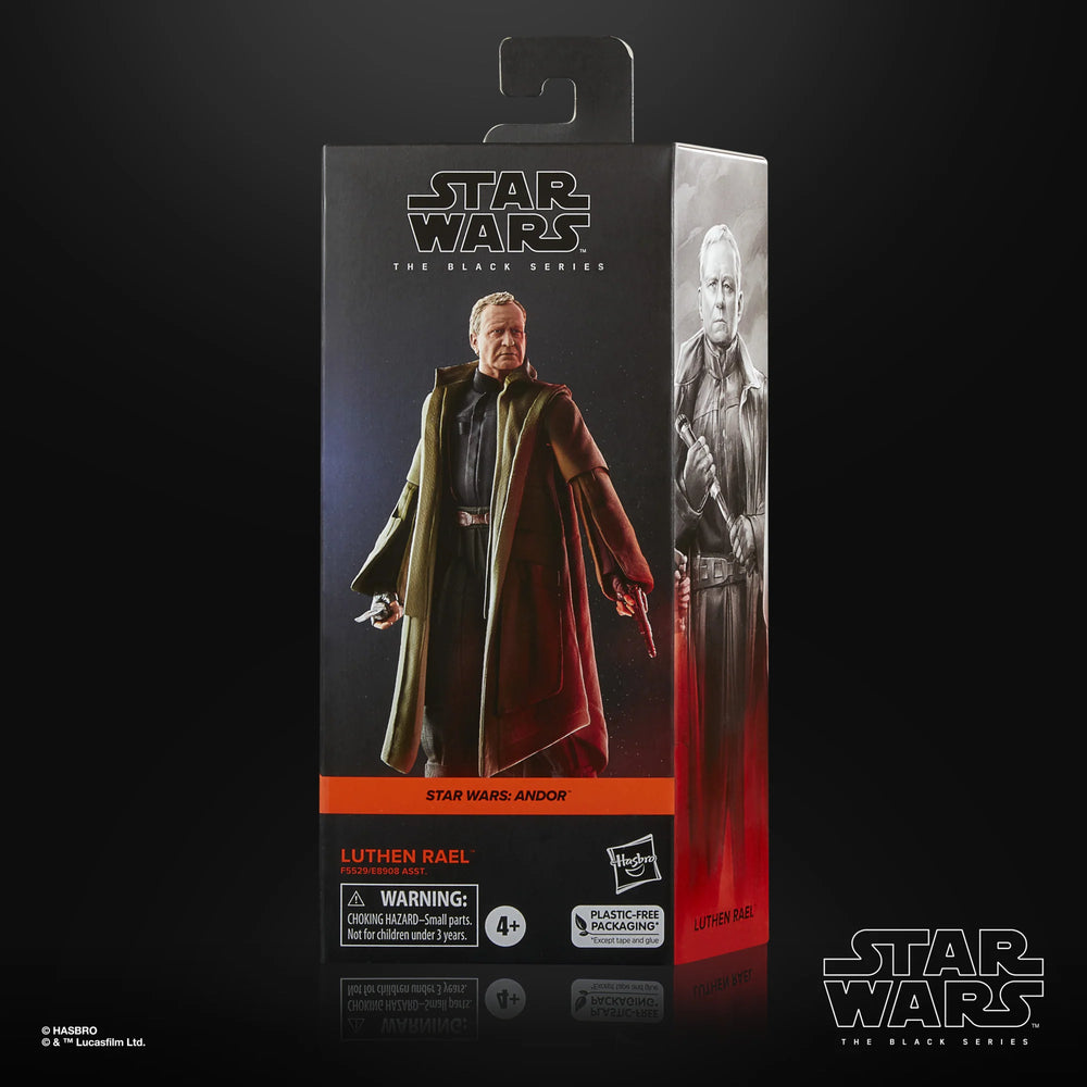 
                  
                    A 6-inch scale Luthen Rael action figure from Star Wars The Black Series, reflecting detailed craftsmanship, and multiple points of articulation, designed to replicate the character from Star Wars: Andor.
                  
                