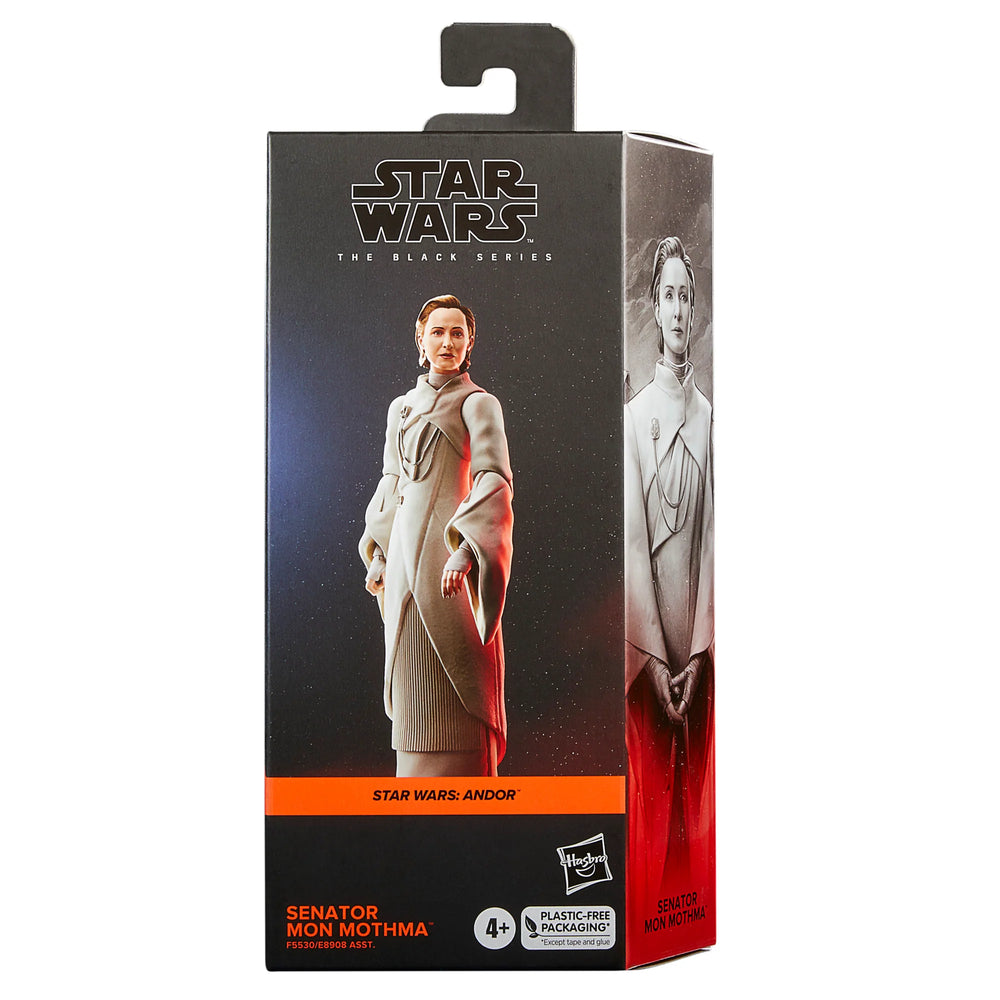 
                  
                    Star Wars The Black Series Senator Mon Mothma 6-inch scale action figure in a dynamic pose, detailed to resemble the character from Star Wars: Andor. The figure is finely-crafted with multiple points of articulation, capturing the essence of the Star Wars saga.
                  
                