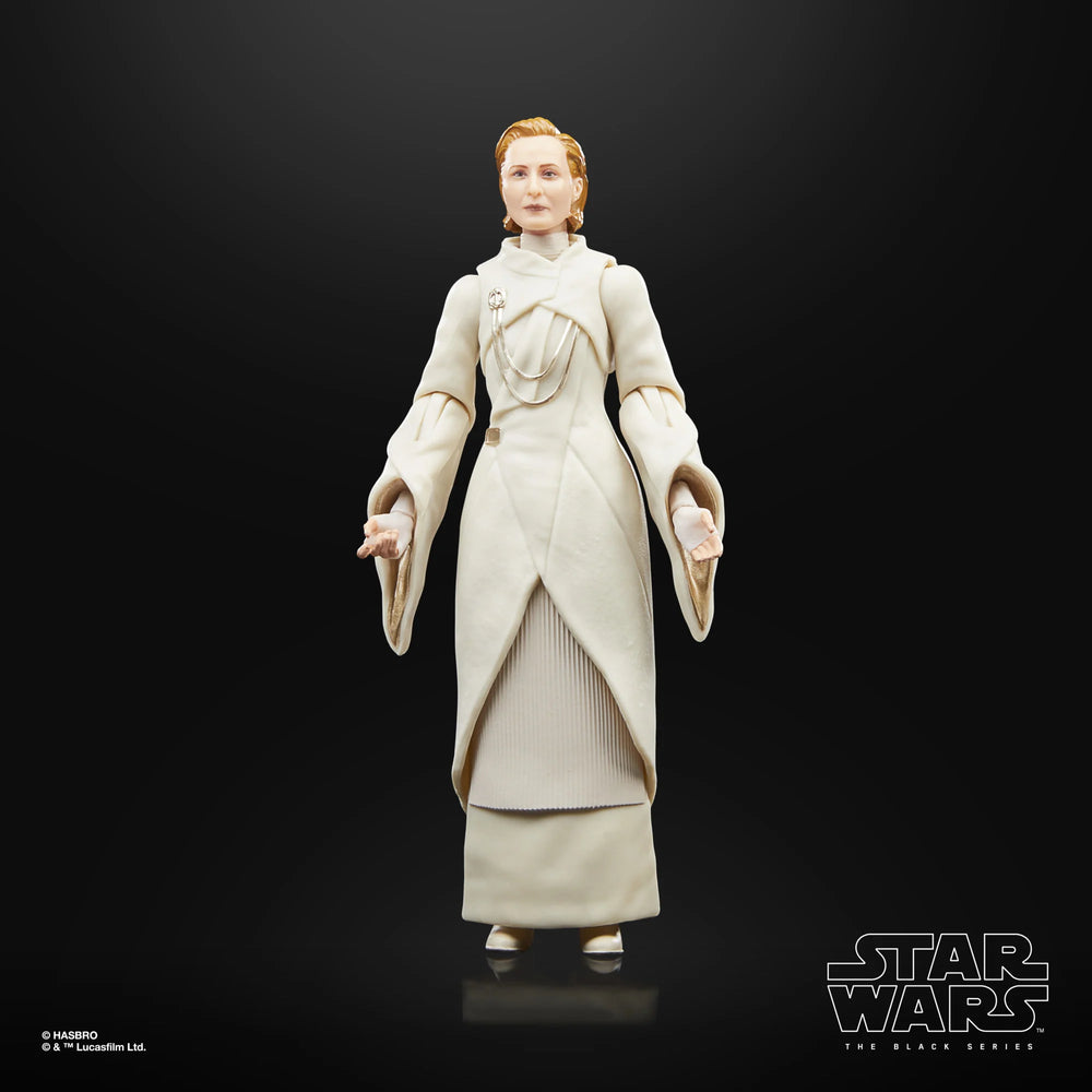 
                  
                    Star Wars The Black Series Senator Mon Mothma 6-inch scale action figure in a dynamic pose, detailed to resemble the character from Star Wars: Andor. The figure is finely-crafted with multiple points of articulation, capturing the essence of the Star Wars saga.
                  
                