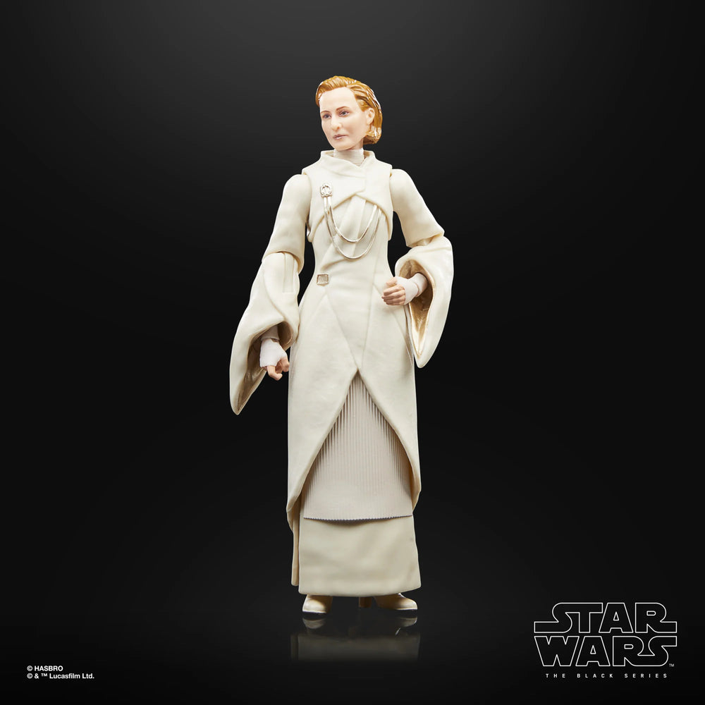 
                  
                    Star Wars The Black Series Senator Mon Mothma 6-inch scale action figure in a dynamic pose, detailed to resemble the character from Star Wars: Andor. The figure is finely-crafted with multiple points of articulation, capturing the essence of the Star Wars saga.
                  
                