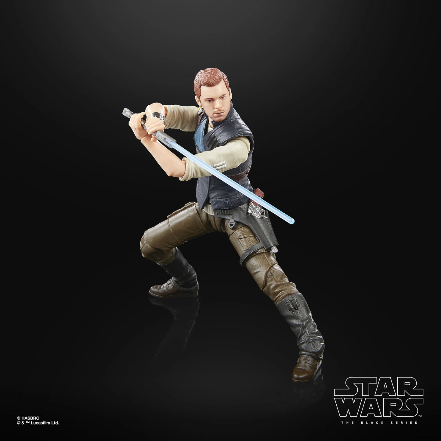 Star Wars The Black Series Cal Kestis action figure, featuring the character from Star Wars Jedi: Survivor. The figure comes with two character-inspired accessories and offers multiple points of articulation for dynamic posing.