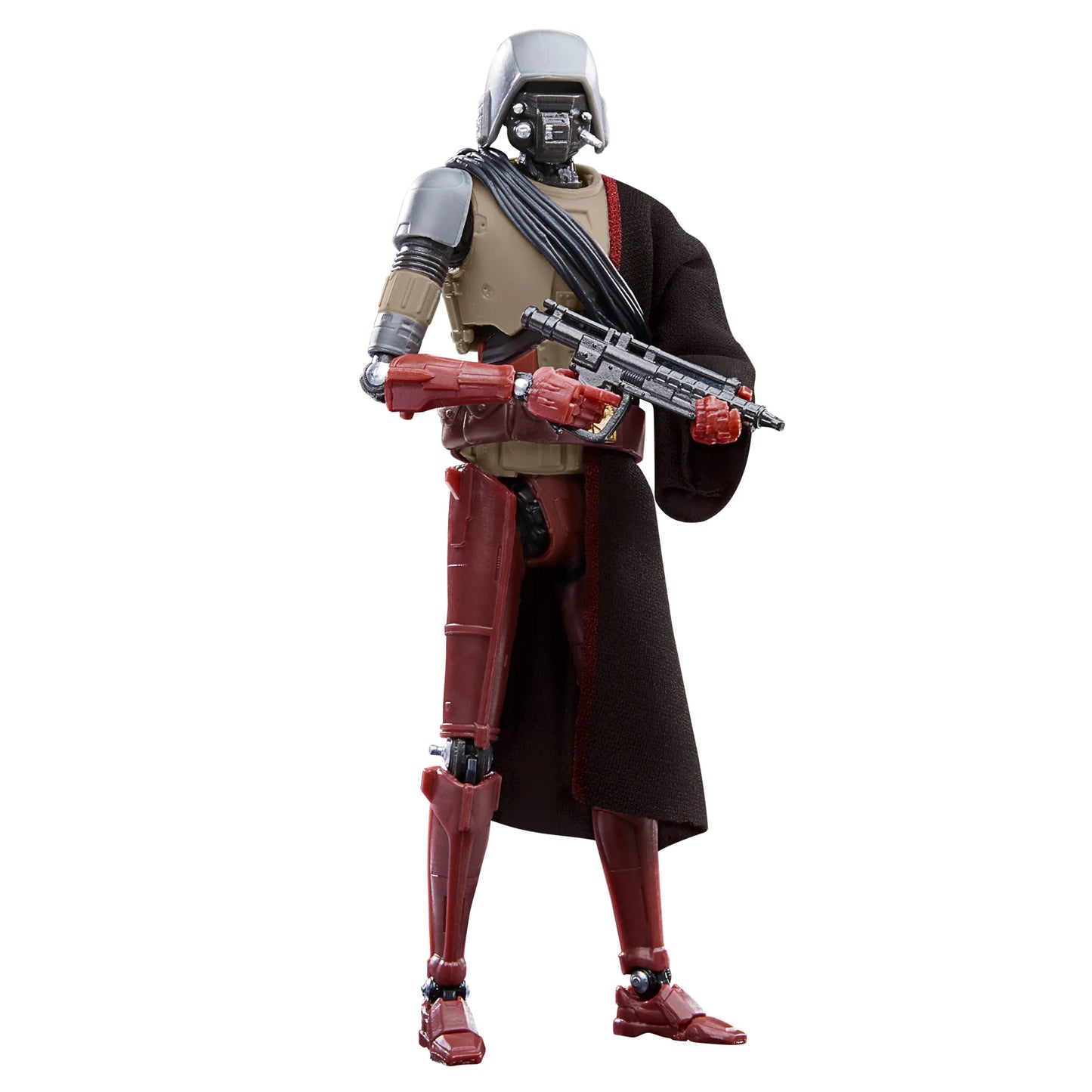 A detailed 6-inch Star Wars The Black Series HK-87 action figure, depicting the antiquated assassin droid design from The Mandalorian, complete with a character-inspired accessory and multiple points of articulation.