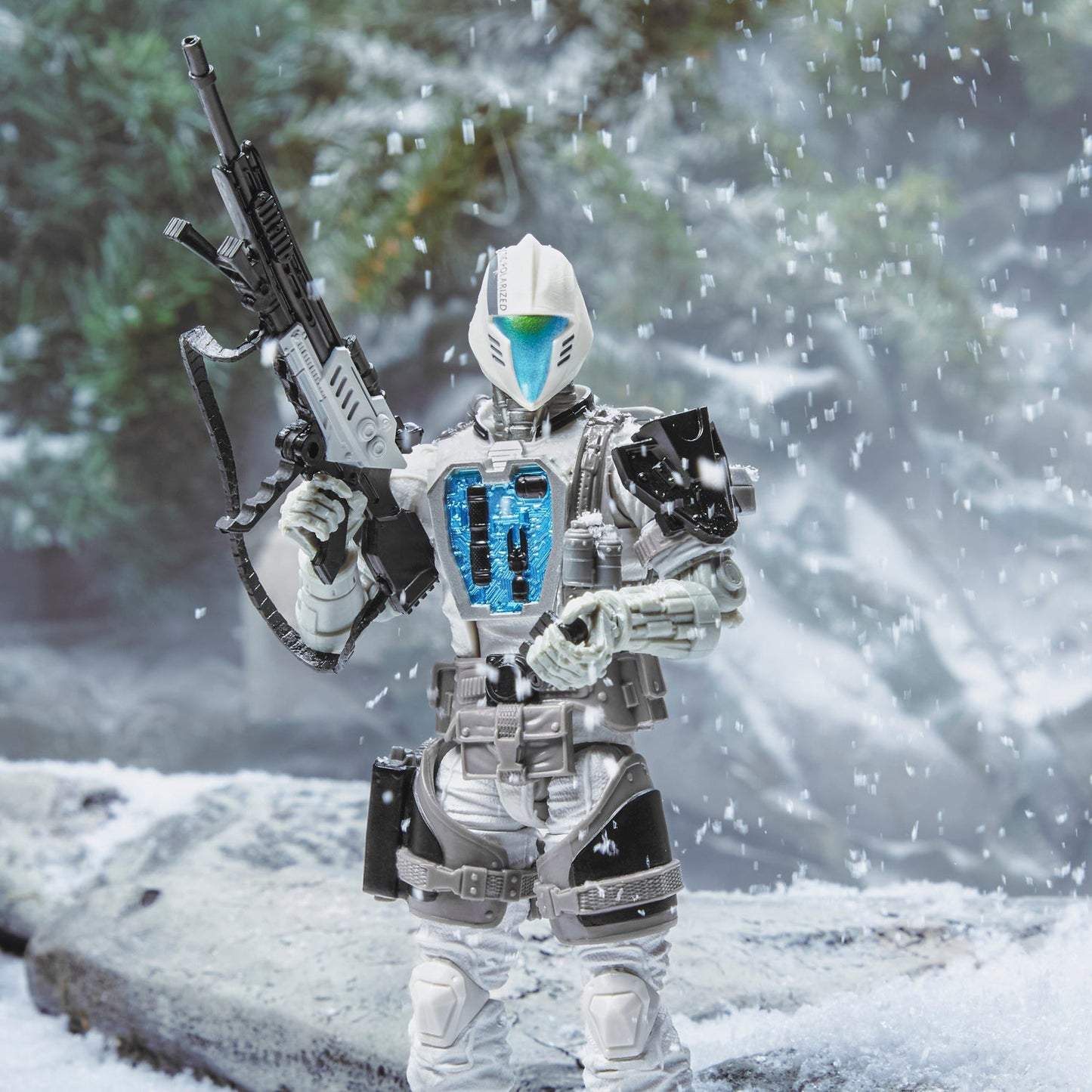 
                  
                    A 6.69-inch G.I. Joe Classified Series Arctic B.A.T. action figure posed in a battle-ready stance, showcasing its detailed design and multiple accessories.
                  
                