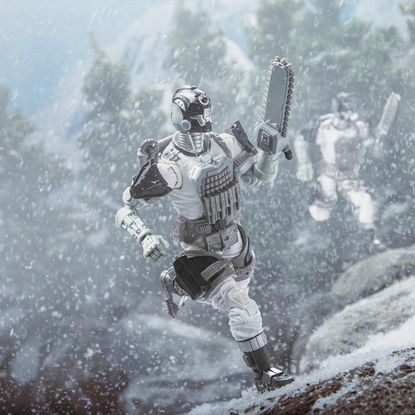 
                  
                    A 6.69-inch G.I. Joe Classified Series Arctic B.A.T. action figure posed in a battle-ready stance, showcasing its detailed design and multiple accessories.
                  
                