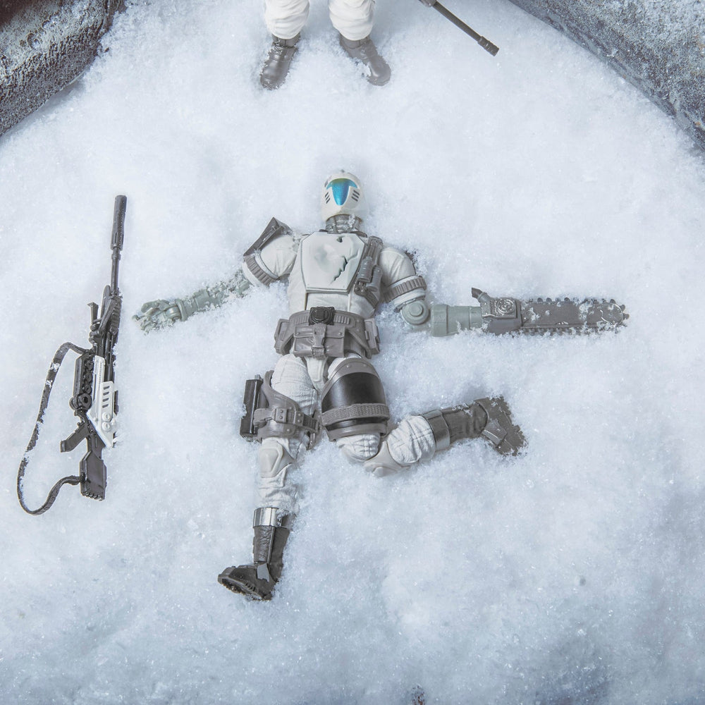 
                  
                    A 6.69-inch G.I. Joe Classified Series Arctic B.A.T. action figure posed in a battle-ready stance, showcasing its detailed design and multiple accessories.
                  
                