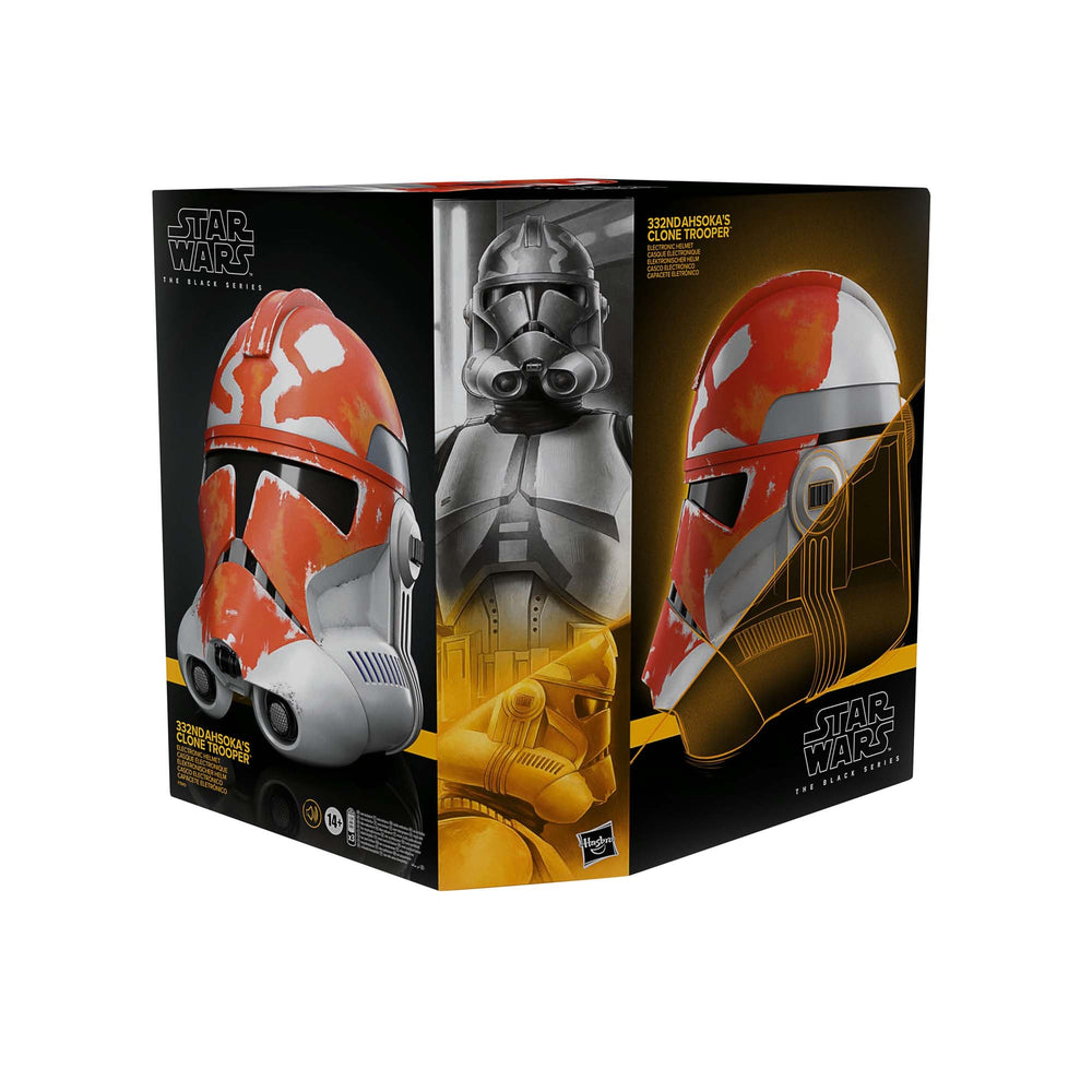 
                  
                    A premium full-scale Star Wars The Black Series Clone Trooper Helmet, adorned in the 332nd Ahsoka’s Clone Trooper design, features voice-changing technology to immerse fans in the Star Wars saga.
                  
                