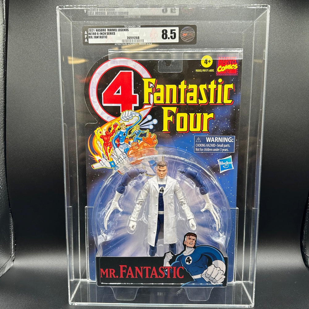 Marvel Legends Series Retro Fantastic Four Mr. Fantastic AFA 8.5 action figure.