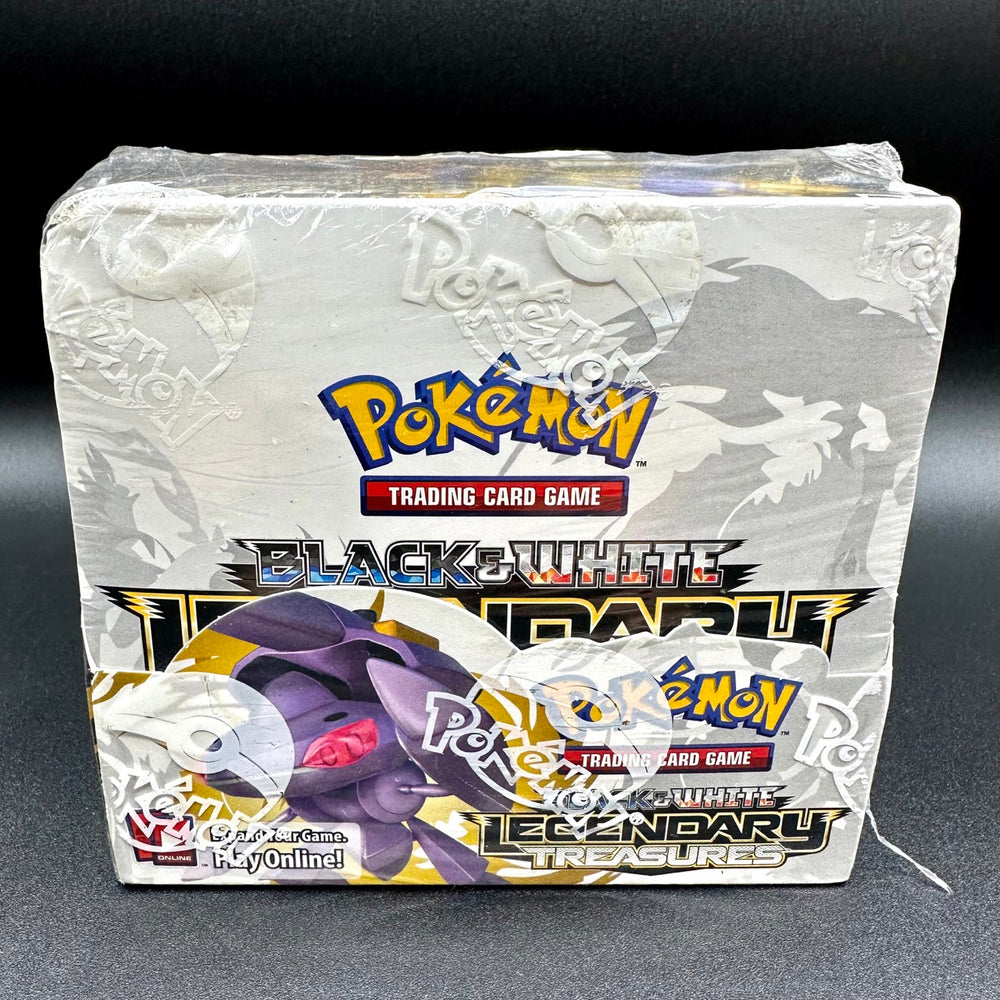 Image of Pokémon Legendary Treasures Booster Box containing 36 packs, each with 10 random cards from the Legendary Treasures expansion, offering an exciting collecting experience for Pokémon enthusiasts.