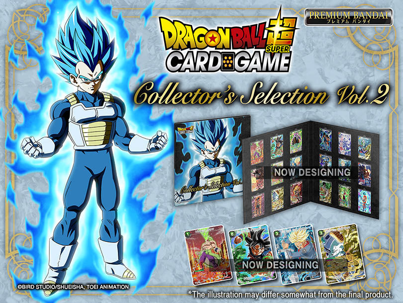 
                  
                    DRAGON BALL SUPER CARD GAME COLLECTOR'S SELECTION Vol.2 - A premium collector's set of 18 fan-favorite cards for the Dragon Ball Super Card Game. Packaged in a record-sized package.
                  
                