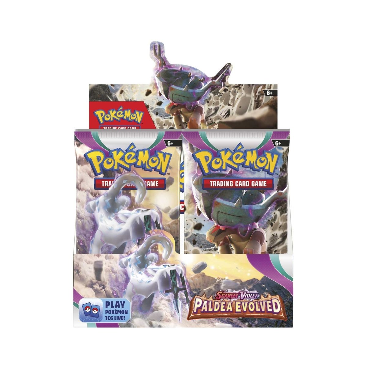 A Pokémon TCG: Scarlet & Violet—Paldea Evolved Booster Display Box from Generation Strange, containing 36 booster packs. Each pack promises a variety of 10 cards, including evolved forms of popular Pokémon and exciting newcomers.