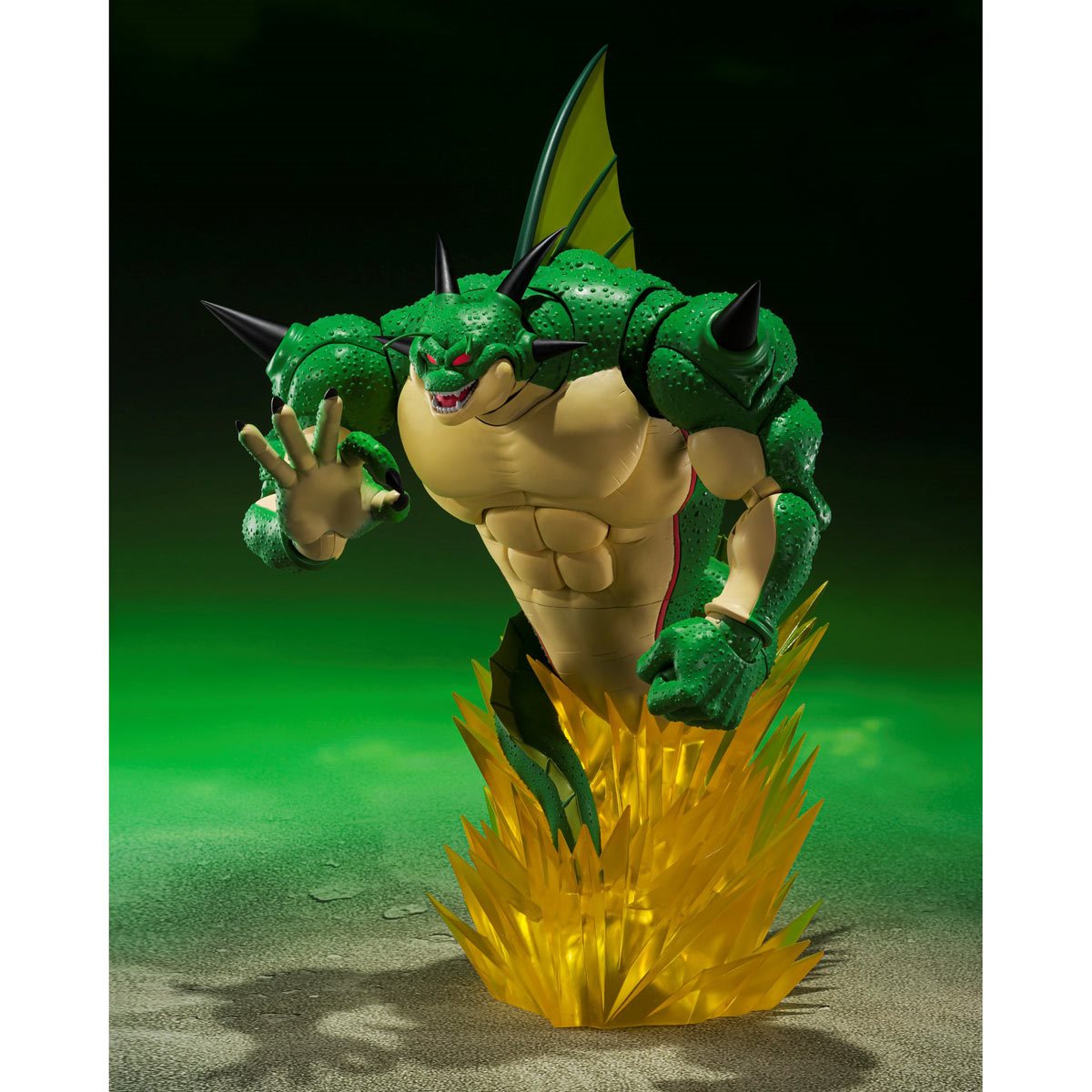 
                  
                    An 11.02 inches S.H.Figuarts Porunga figure with optional hands, alongside a Dende figure with interchangeable head and hands. Includes seven Namekian Dragon Balls, Porunga Stand, Dragon Ball Stand, and features lights and sounds from the Dragon Ball Z anime series.
                  
                