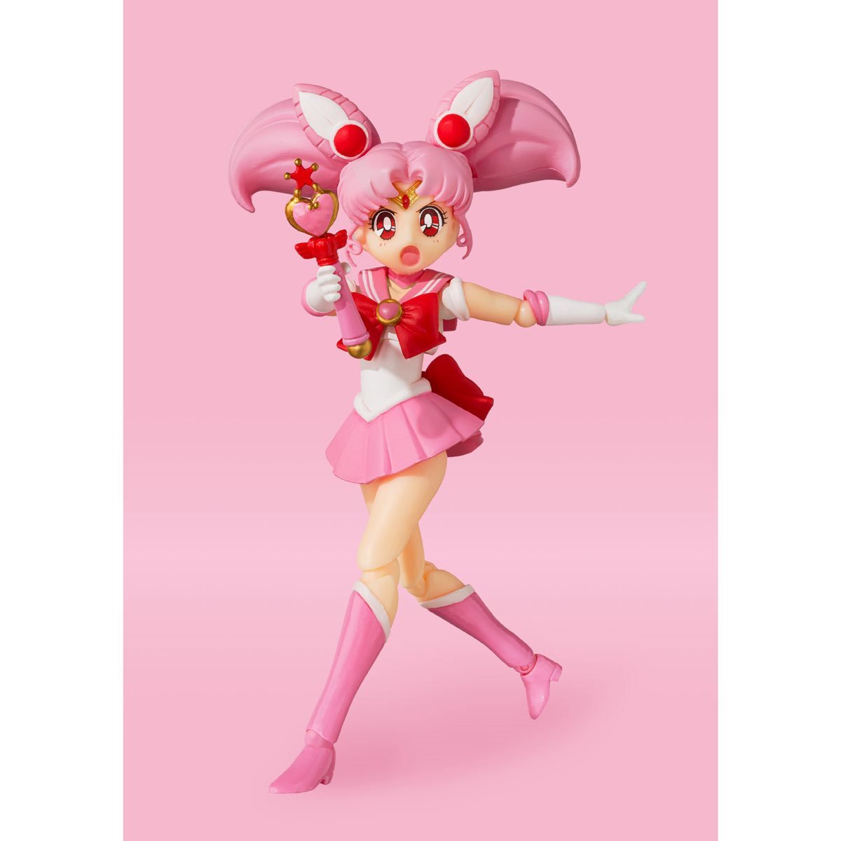 
                  
                    Sailor Chibi Moon Animation Color Edition SH Figuarts Action Figure - A 3.9-inch (10cm) tall articulated figure of Chibi Moon from the Sailor Moon series. Includes face plates, replacement wrists, alternate bangs, pink moon stick, and pedestals.
                  
                