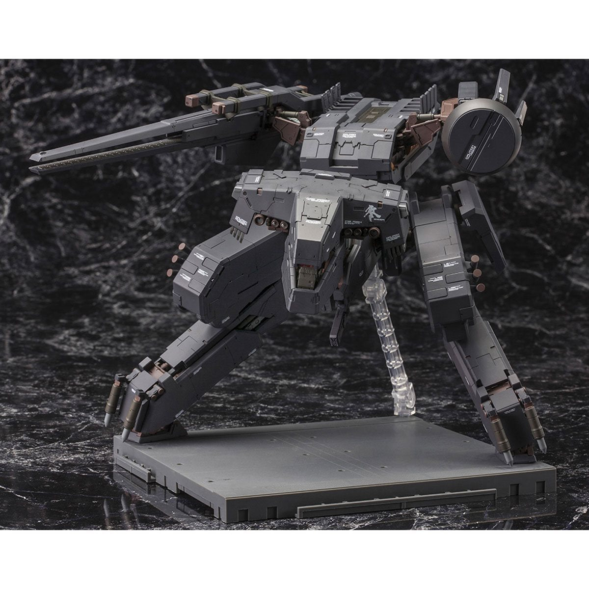 
                  
                    Metal Gear Solid METAL GEAR REX Black Version 1:100 Scale Model Kit featuring a sleek black REX, four unpainted mini-figures, new decals, and a hangar-themed base.
                  
                