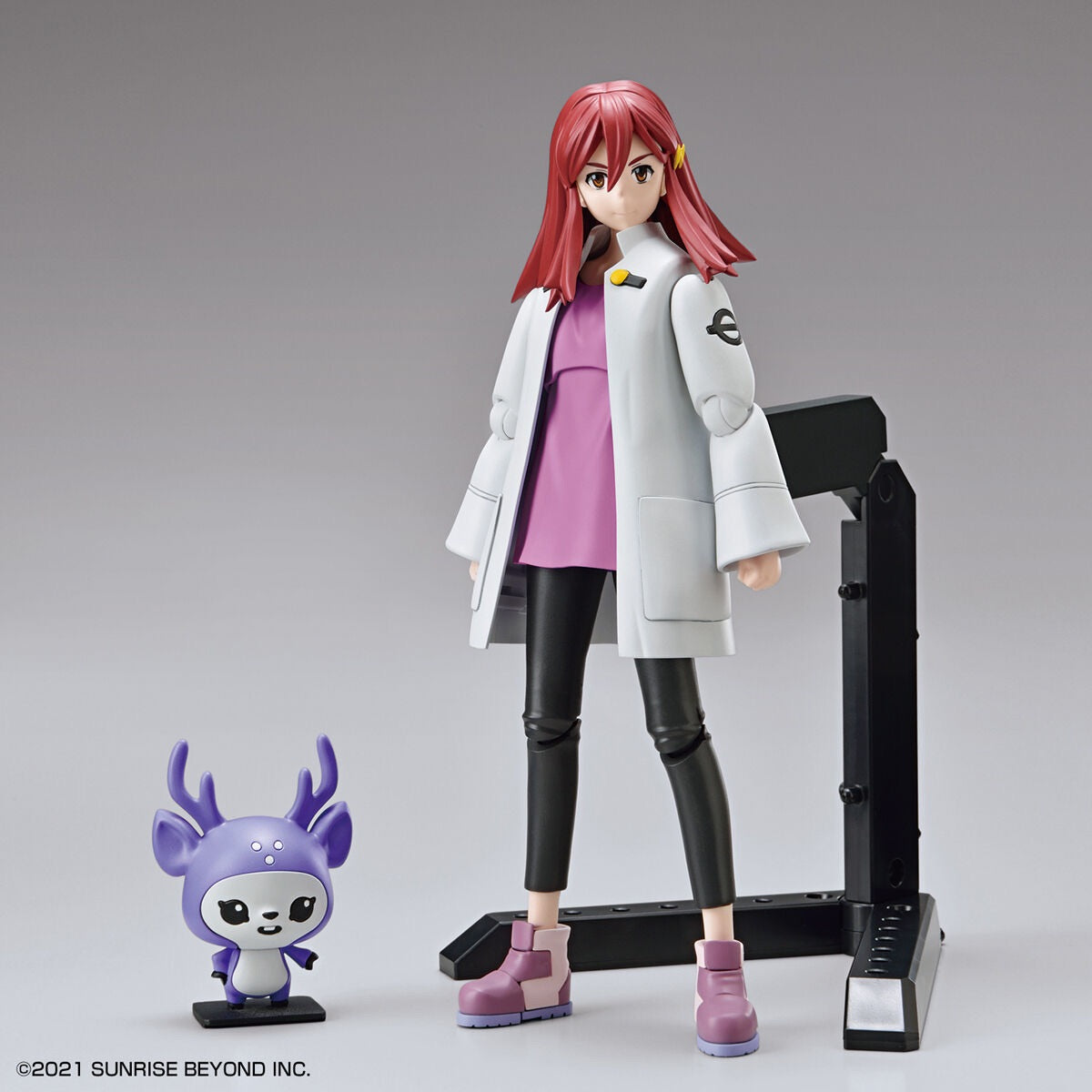 
                  
                    Image displaying Kyoukai Senki Figure-rise Standard Shion Shishibe Model Kit including figure of Shion Shishibe, interchangeable faceplates and hands, the AI mascot I-LeS Nayuta, a display stand, stickers, water transfer expression decals, and a set of instructions.
                  
                