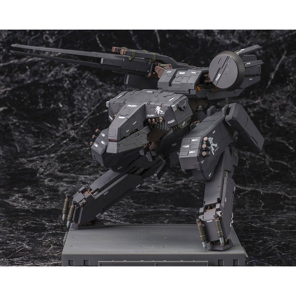 
                  
                    Metal Gear Solid METAL GEAR REX Black Version 1:100 Scale Model Kit featuring a sleek black REX, four unpainted mini-figures, new decals, and a hangar-themed base.
                  
                