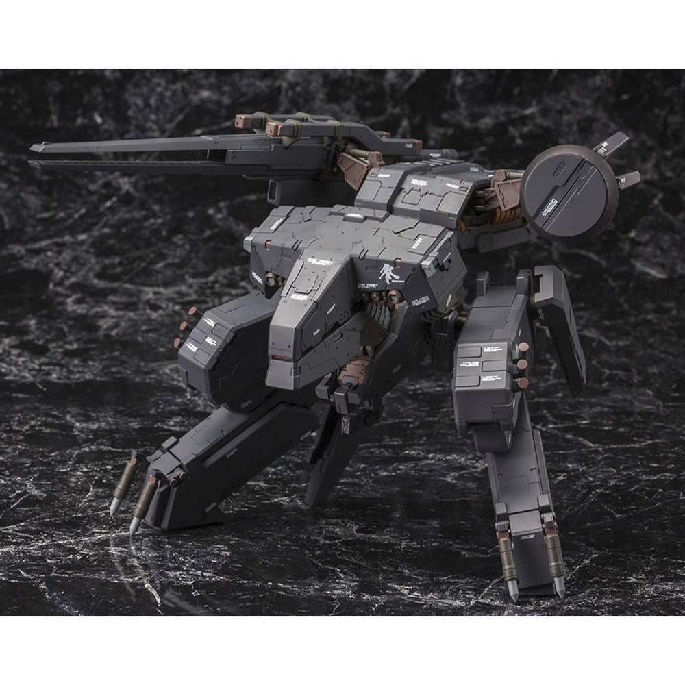 
                  
                    Metal Gear Solid METAL GEAR REX Black Version 1:100 Scale Model Kit featuring a sleek black REX, four unpainted mini-figures, new decals, and a hangar-themed base.
                  
                