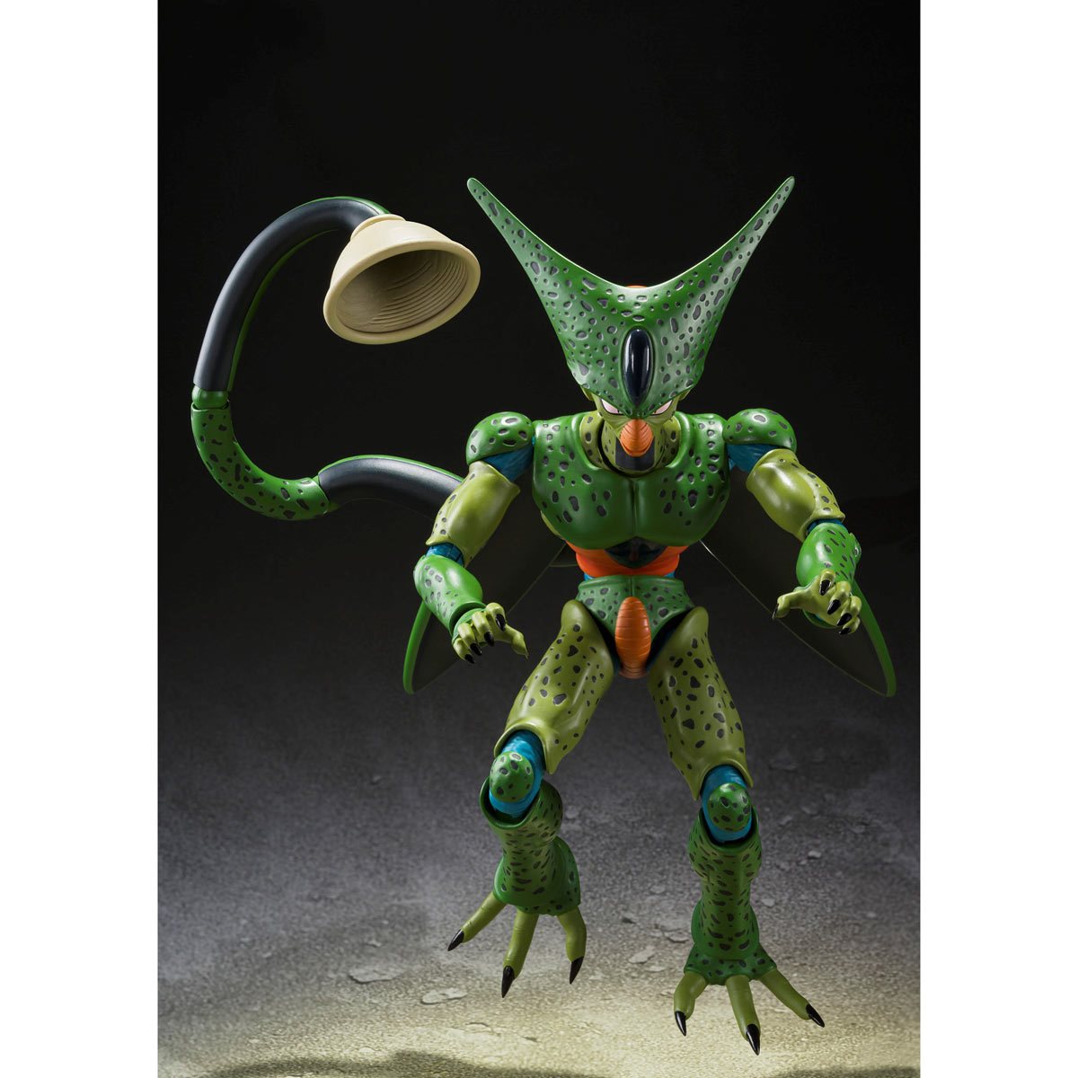 
                  
                    Dragon Ball Z Cell First Form S.H.Figuarts Action Figure - A highly detailed and articulated plastic figure of Cell in his First Form from Dragon Ball Z. Stands over 6 inches tall, featuring interchangeable hands, faces, and tail parts.
                  
                