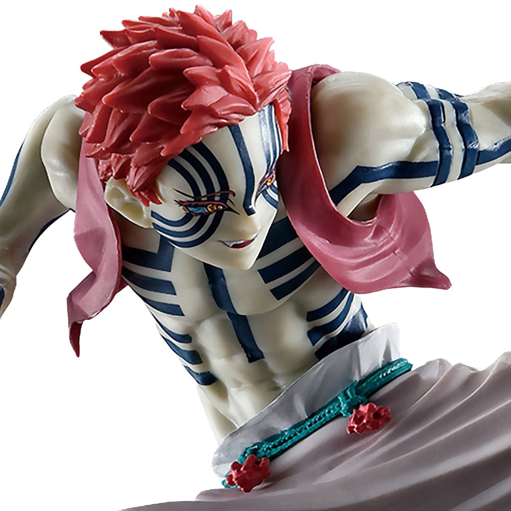 A highly detailed figure of Akaza from Demon Slayer: Kimetsu no Yaiba, crafted by Bandai Spirits Ichibansho. The figure stands at 3.7 inches tall and showcases Akaza in his notable pose.