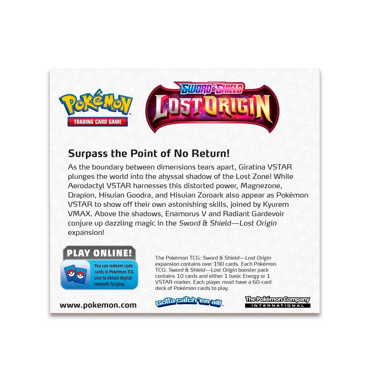 
                  
                     Pokémon TCG Sword & Shield Lost Origin Booster Display Box 36 Packs 
                  
                
