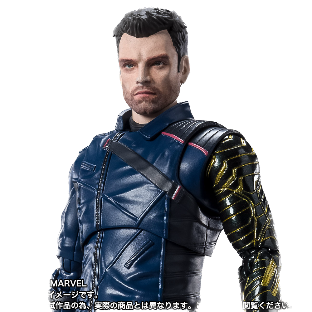 
                  
                    The Falcon and the Winter Soldier S.H.Figuarts Bucky Barnes figure. The figure is approximately 6 inches tall and made of plastic. It includes two interchangeable head sculpts and an articulated stand for posing. Highly detailed and fully articulated.
                  
                