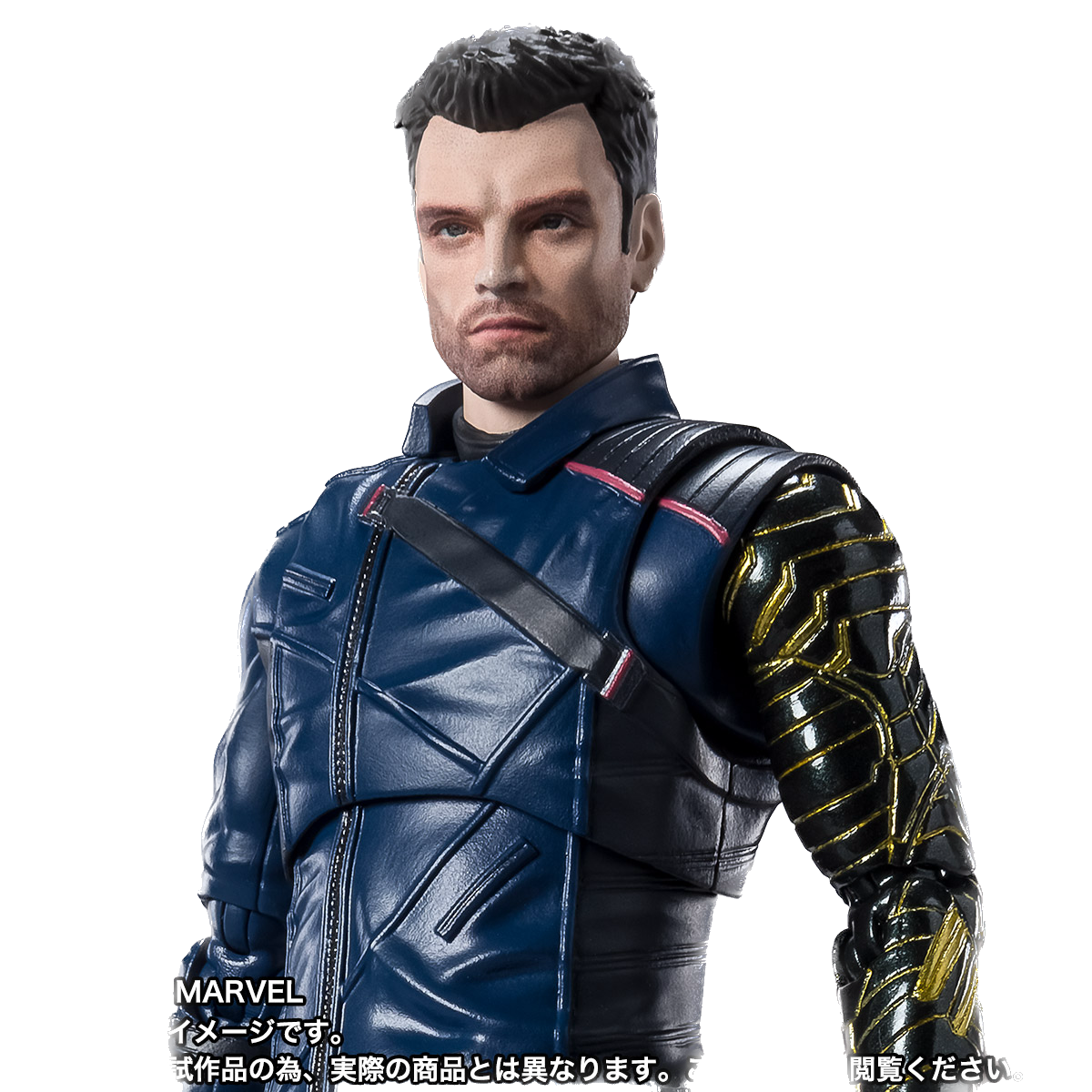 
                  
                    The Falcon and the Winter Soldier S.H.Figuarts Bucky Barnes figure. The figure is approximately 6 inches tall and made of plastic. It includes two interchangeable head sculpts and an articulated stand for posing. Highly detailed and fully articulated.
                  
                