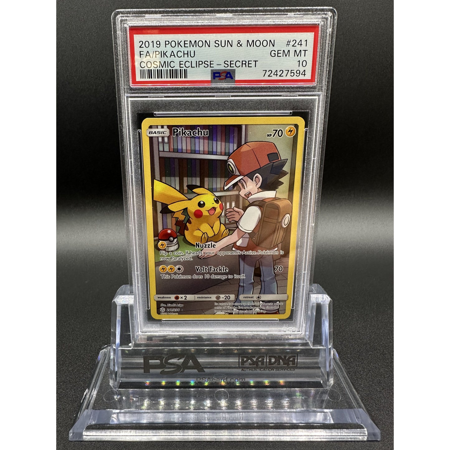 
                  
                    Sun & Moon Cosmic Eclipse (Secret) Pikachu #241 PSA 10: (72427594)
                  
                