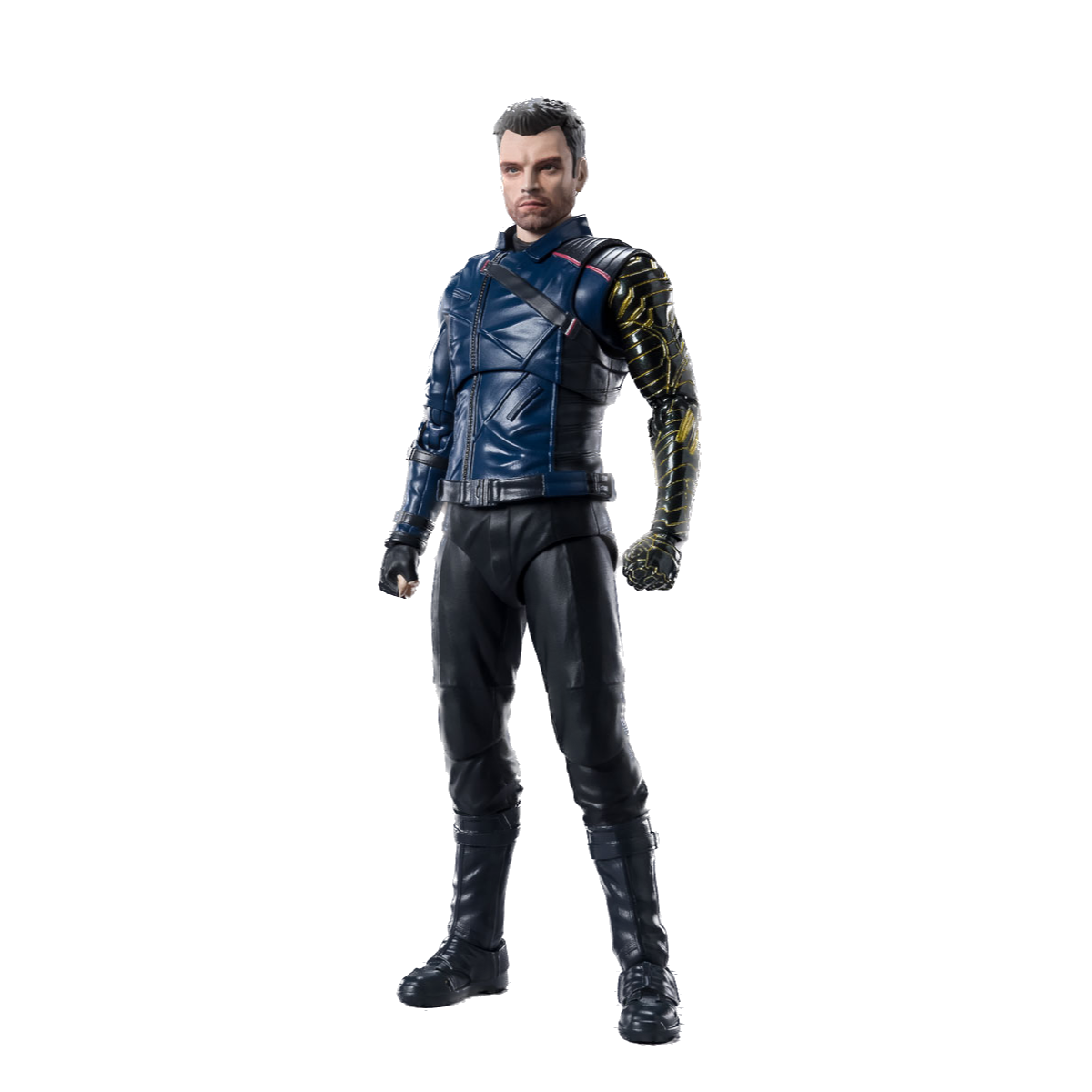 
                  
                    The Falcon and the Winter Soldier S.H.Figuarts Bucky Barnes figure. The figure is approximately 6 inches tall and made of plastic. It includes two interchangeable head sculpts and an articulated stand for posing. Highly detailed and fully articulated.
                  
                